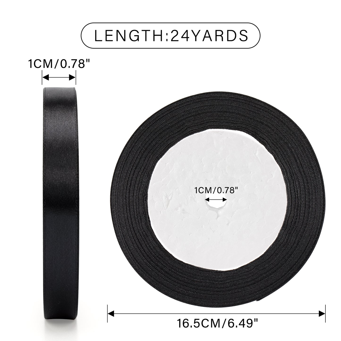 G2PLUS Schwarz Satinband 10mm, Dekoration Geschenkband, 22m Schleifenband zum Bastel, Schwarz Satin Dekoband für Geschenkverpackung, Dekoration