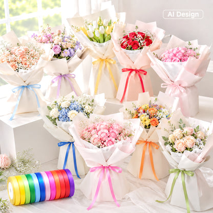 G2PLUS Rainbow Satin Ribbon for Gift Wrapping, 12 Rolls, 10mm x 9m 108m Total Gift Wrapping Ribbon, Ribbon for Birthday Parties, Rainbow-Themed Decor, DIY Crafts