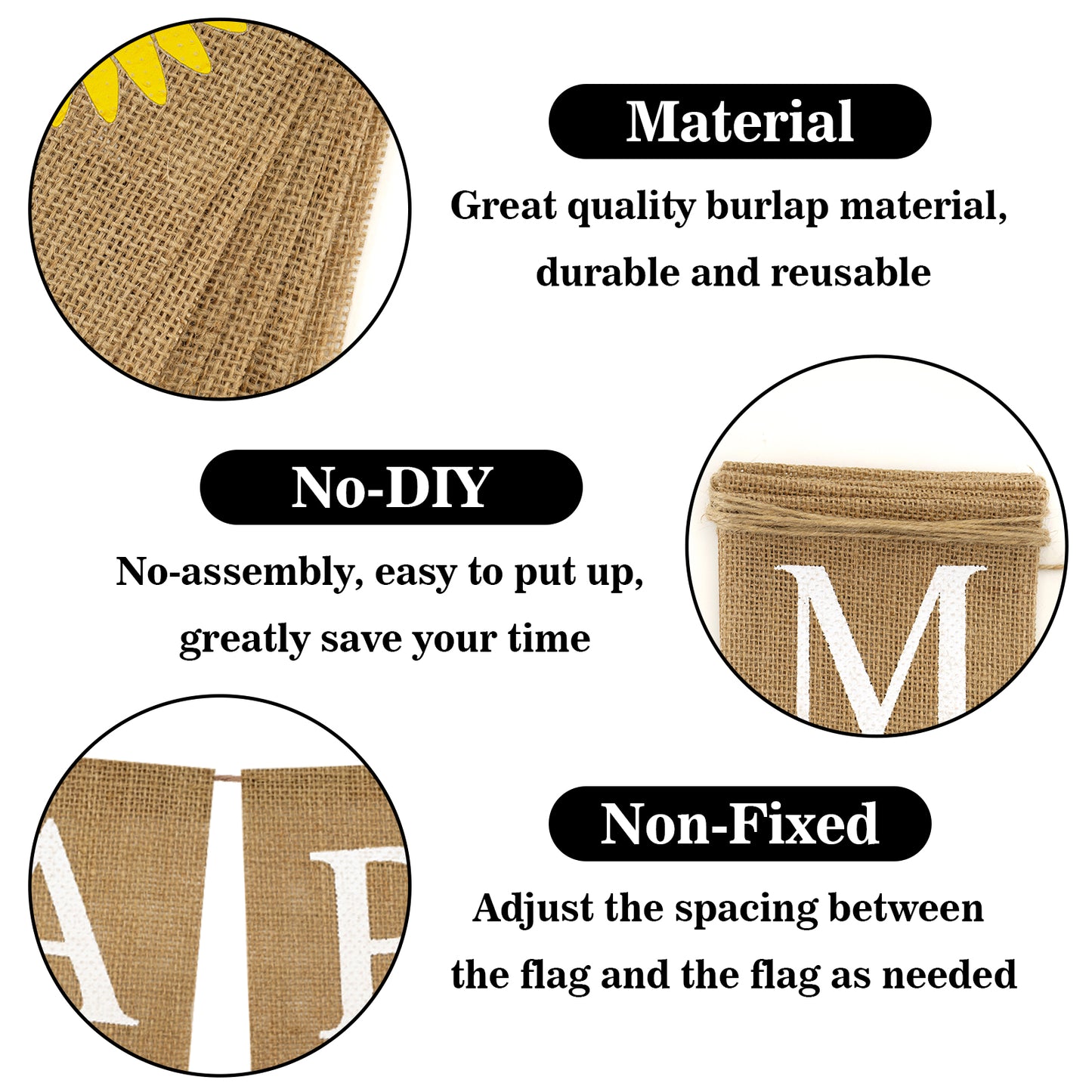 G2PLUS Happy Mother's Day Banner, Pre-strung Mothers Day Decorations Burlap Banner Garland with Sunflower, Rustic Mothers Day Party Bunting Decor for Home Wall Photo Backdrop Indoor Outdoor