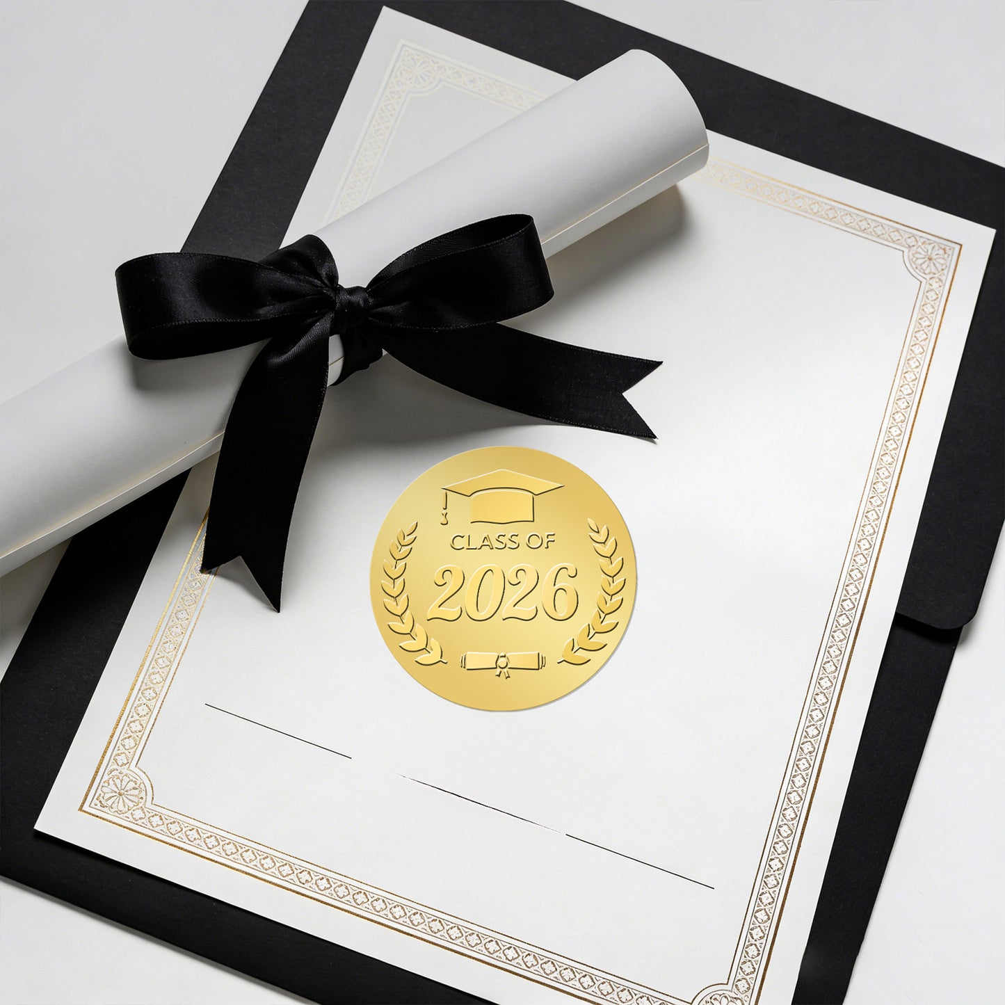 G2PLUS 100Pcs Graduation Stickers - Gold Foil Embossed Class of 2026 Stickers 2 Inch Graduation Cap Envelope Seal Labels for Gradutes Diplomas Awards Invitation Party Favors