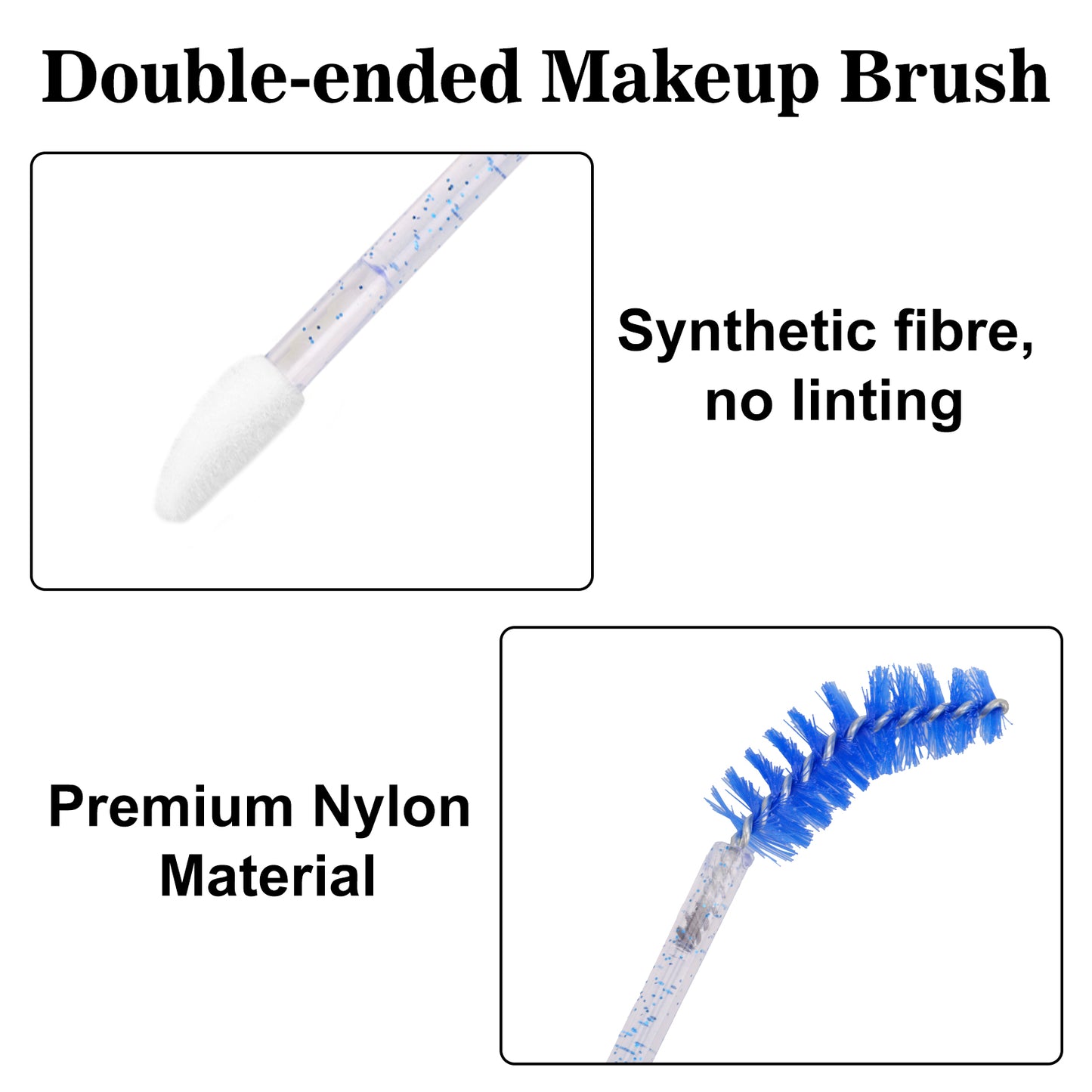 G2PLUS 100pcs Eyelash Lip Brush, Dual Ended Eyelash Extension Brush, Blue Mascara Wands and Lipstick Applicator, Portable Makeup Brush for Eyebrow, Lip Makeup and Travel Use