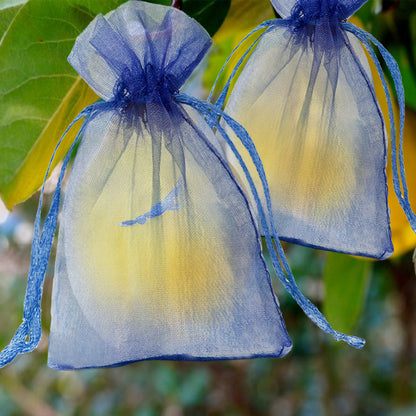 G2PLUS 25PCS Navy Blue Organza Bags 5x7 inches - Sheer Mesh Jewelry Pouches, Organza Gift Bags with Drawstring for Candy, Jewelry, Wedding Party Favors