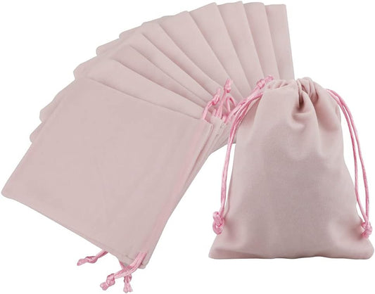 G2PLUS Pink Velvet Jewellery Pouches, 12x15CM Velvet Drawstring Bags for Jewellery, 20PCS Medium Soft Gift Bags with Drawstrings for Wedding, Party, Valentine's Day, Anniversary