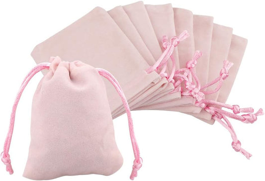 G2PLUS Pink Velvet Jewellery Pouches, 7x9CM Velvet Drawstring Bags for Jewellery, 20PCS Small Soft Gift Bags with Drawstrings for Wedding, Party, Valentine's Day, Anniversary