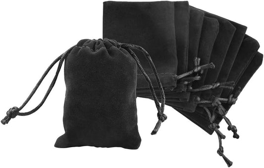G2PLUS Black Velvet Jewellery Pouches, 7x9CM Velvet Drawstring Bags for Jewellery, 20PCS Small Soft Gift Bags with Drawstrings for Wedding, Party, Valentine's Day, Anniversary