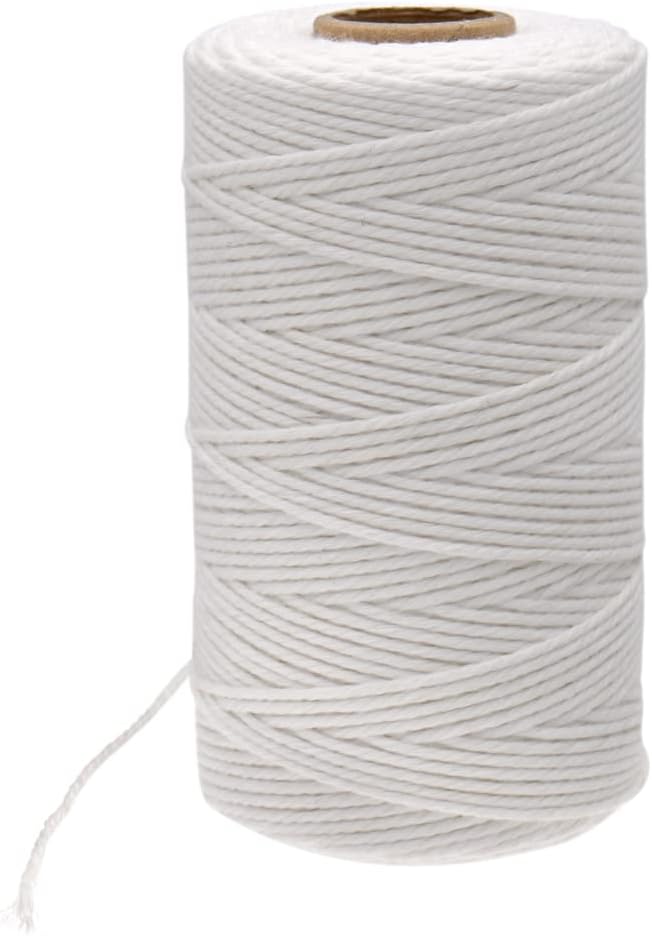 G2PLUS White Cotton String Twine, 100M Gift Wrapping Bakers String, 2MM Handicrafts Decorative Cord Twine for DIY Gift Decorations