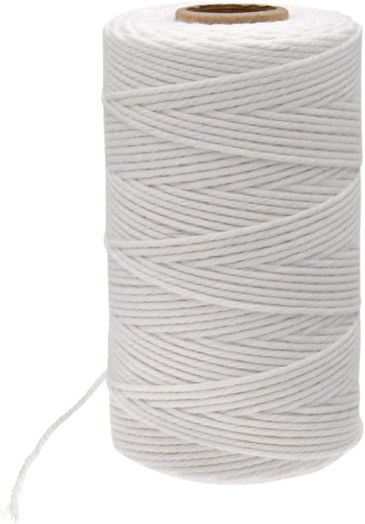 G2PLUS White Cotton String Twine, 100M Gift Wrapping Bakers String, 2MM Handicrafts Decorative Cord Twine for DIY Gift Decorations