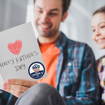G2PLUS Happy Father's Day Stickers, 60PCS Father's Day Gift Stickers, 2 Inches Round Fathers Day Stickers, Best Dad Ever Sticker Labels for Envelope Seals, Gift Wrap, Father's Day Party Favors