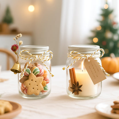 G2PLUS Gold and White Twine String - 2mm 164ft Metallic Bakers Packing Twine for Gift Wrapping, DIY Crafts, Holiday Decorations, Party Favors