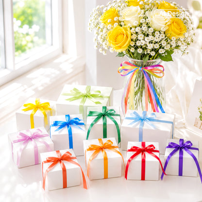 G2PLUS Rainbow Satin Ribbon for Gift Wrapping, 12 Rolls, 10mm x 9m 108m Total Gift Wrapping Ribbon, Ribbon for Birthday Parties, Rainbow-Themed Decor, DIY Crafts