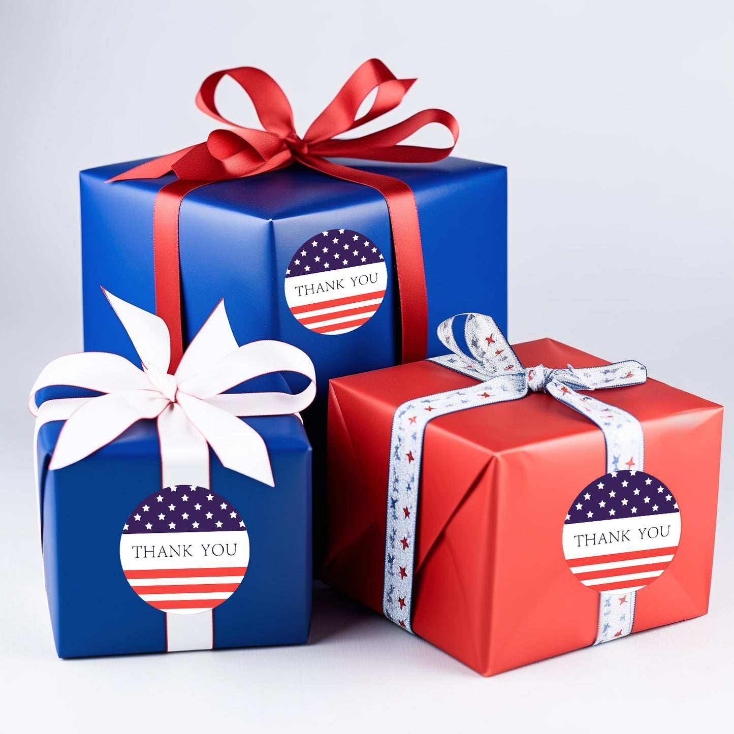 G2PLUS American Thank You Stickers, 500PCS American Flag Stickers, 1 inch Patriotic Gift Stickers, USA Thank You Stickers, Star American Flag Stickers, Thank You Label Stickers Roll for Envelope Seals