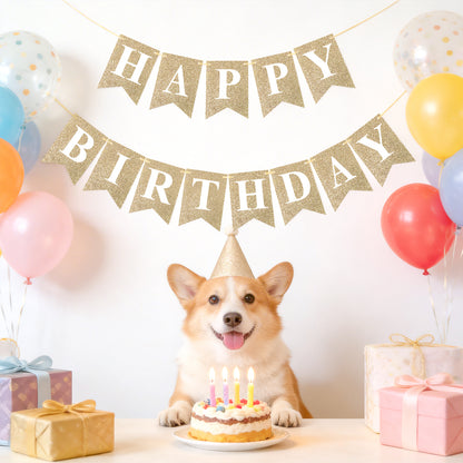 G2PLUS Pre-Strung Happy Birthday Banner: 16 x 20 cm Large, No-DIY Birthday Banner for Birthday Party Decorations
