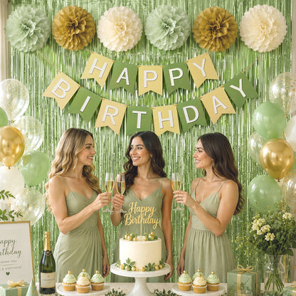 G2PLUS Green Birthday Decorations Set, Birthday Party Backdrop Decorations
