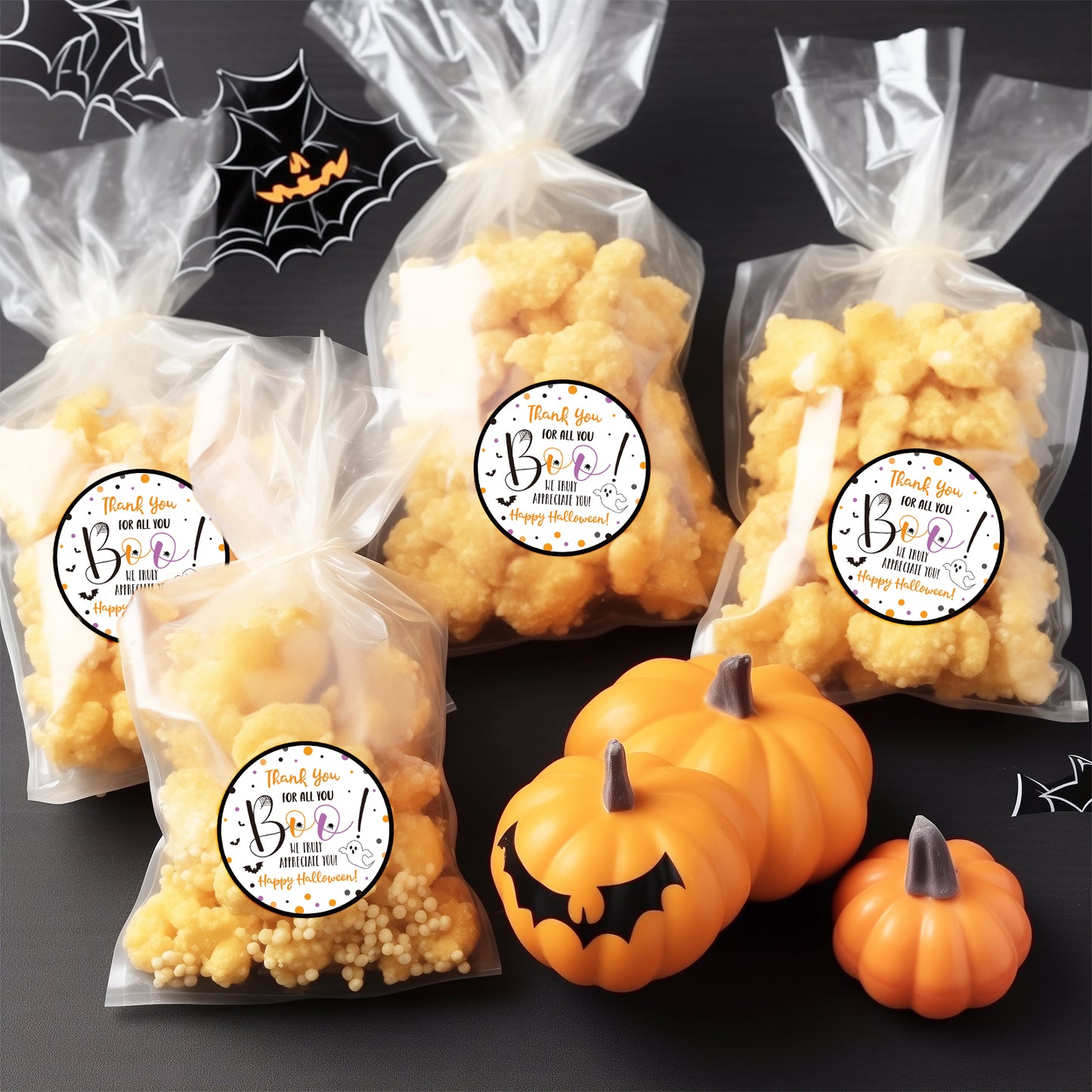 G2PLUS Halloween Stickers, 60PCS Halloween Thank You Stickers, 2'' Round Happy Halloween Stickers, Halloween Thank You for All You Stickers, Boo Gift Stickers for Candy Bags, Halloween Party Favors