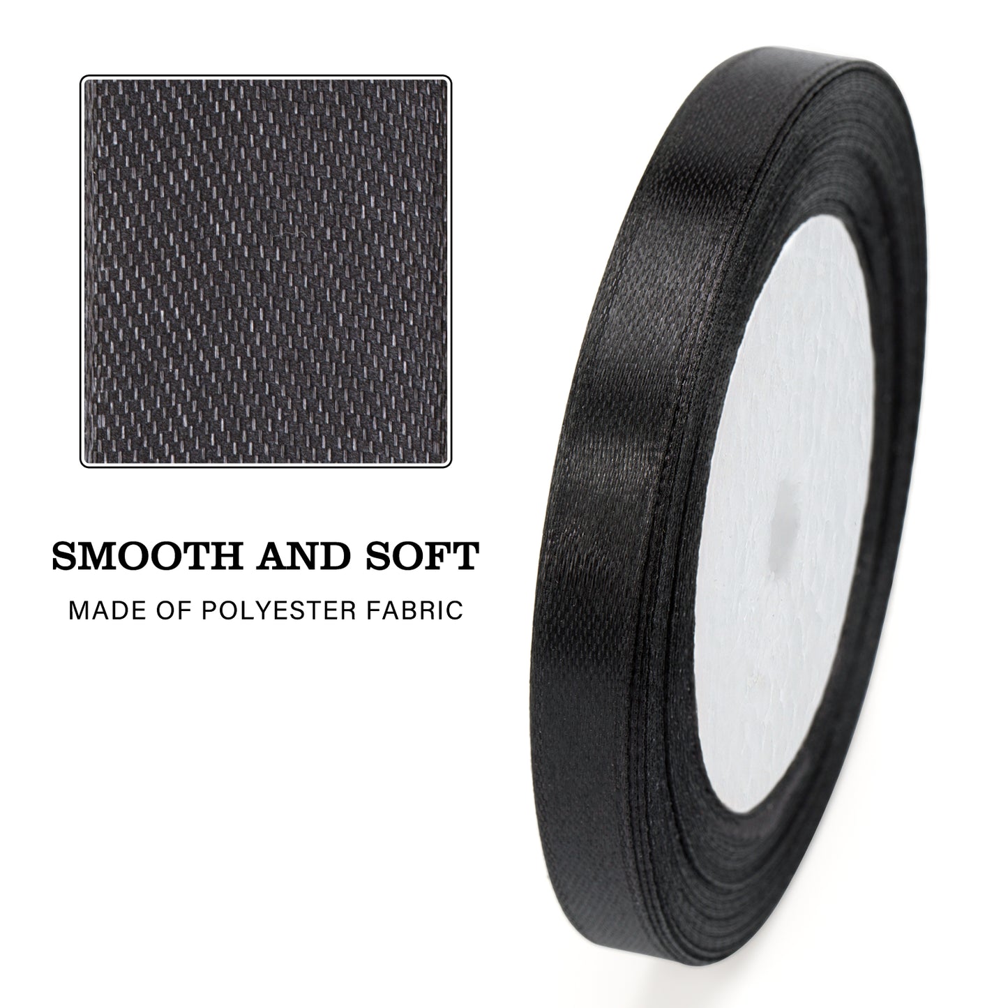 G2PLUS Schwarz Satinband 10mm, Dekoration Geschenkband, 22m Schleifenband zum Bastel, Schwarz Satin Dekoband für Geschenkverpackung, Dekoration