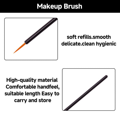 G2PLUS 100Pcs Disposable Eyeliner Brushes, Pointed Makeup Applicators with Brown Tips, Eyelash Serum Wands & Eyeshadow Applicators for Precision Eye Makeup, Beauty Salon Tools