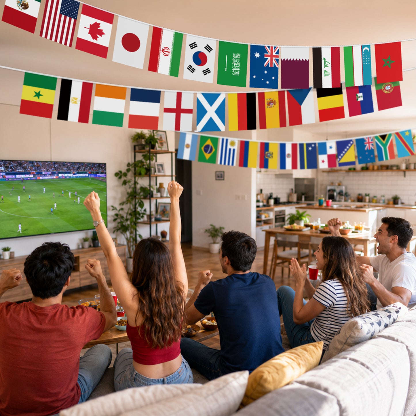G2PLUS World Cup Football Bunting 2026, 48 Teams Flags of the World, 15m Double Sides Football Party Decor Banner for Bar Club Garden Street Decoration, 1 Pack
