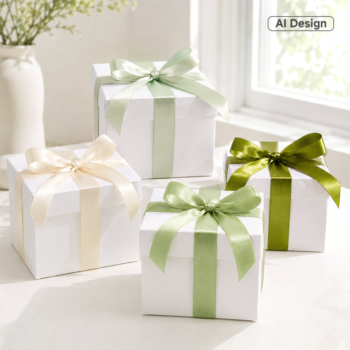 G2PLUS Sage Green Satin Ribbon for Gift Wrapping, 4 Rolls, 20mm x 22m 88m Total Gift Wrapping Ribbon, Ribbon for Weddings, Baby Showers, DIY Crafts, Bows, Bouquet Wrapping