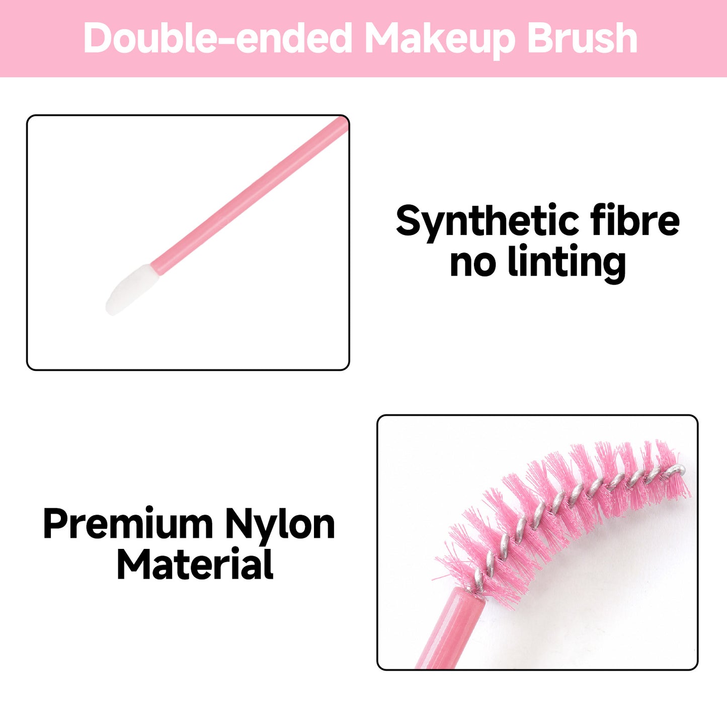 G2PLUS 100pcs Eyelash Brush Lip Brush, Pink Dual Ended Mascara Wands, Disposable Makeup Brushes for Eyelash Extension, Eyebrow, Lip Gloss, Salon and Travel Use