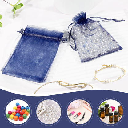 G2PLUS 25PCS Navy Blue Organza Bags 5x7 inches - Sheer Mesh Jewelry Pouches, Organza Gift Bags with Drawstring for Candy, Jewelry, Wedding Party Favors