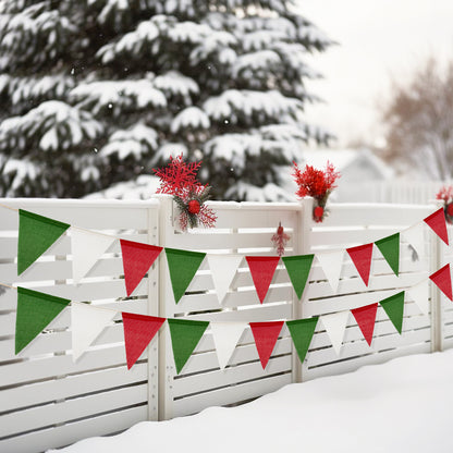 G2PLUS Pre-Strung Christmas Burlap Banners, 39Ft Red Green White Fabric Triangle Flag Bunting, 36Pcs Pennant Banner Flags Garland for Christmas, Wedding, Birthday, Party Decorations