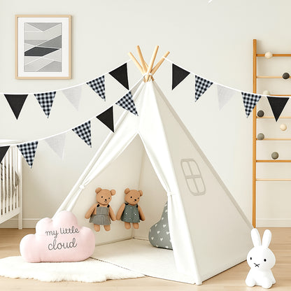 G2PLUS Black and White Checkered Banner, 32Ft Black Pennant Banner Garland, Party Decorations Triangular Bunting Garland for Xmas, Wedding, Game Day, Birthday, Graduation & Outdoor Celebrations