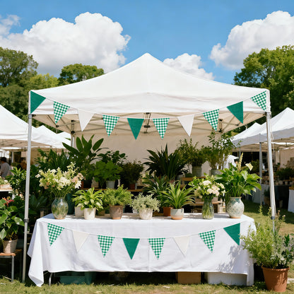 G2PLUS Green and White Checkered Banner, 32Ft Green Pennant Banner Garland, Party Decorations Triangular Bunting Garland for Xmas, Wedding Décor, Birthday Party, Picnic, BBQ, St. Patrick’s Day & Outdoor Celebrations