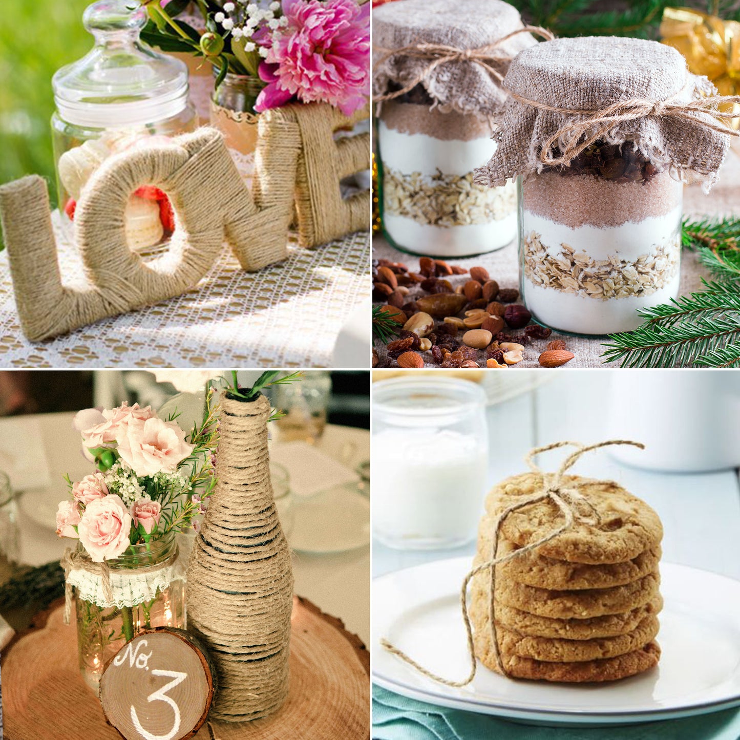 G2PLUS 2mm 2 Ply Natural Jute Twine String, 164Ft Craft Jute Rope Twine for Gift Wrapping, DIY Crafts, Gardening, Handmade Arts Decoration