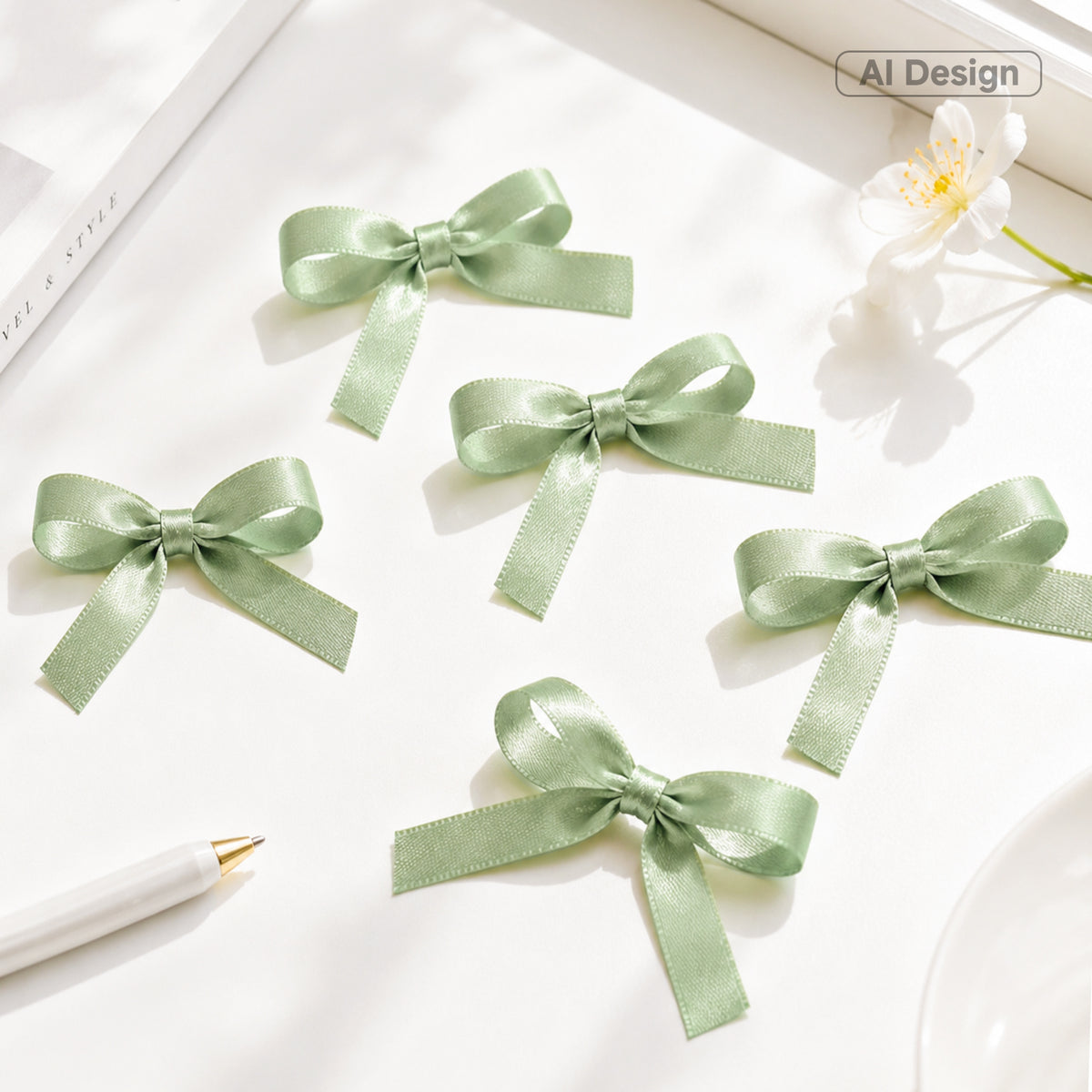 G2PLUS Sage Green Satin Ribbons 10mm: 44 Gift Wrap Ribbon for Crafting, Christmas, Wedding Party Decoration