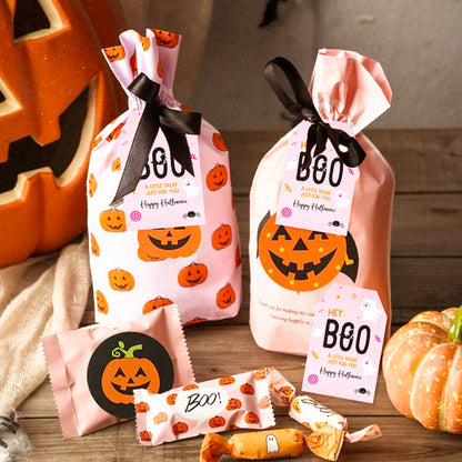 G2PLUS Happy Halloween Tags, 100PCS Halloween Boo Gift Tags, Halloween Treat for You Tags, Ghost Gift Tag, Halloween Paper Gift Tags with String for Gift Wrapping, Halloween Party Favors Supplies