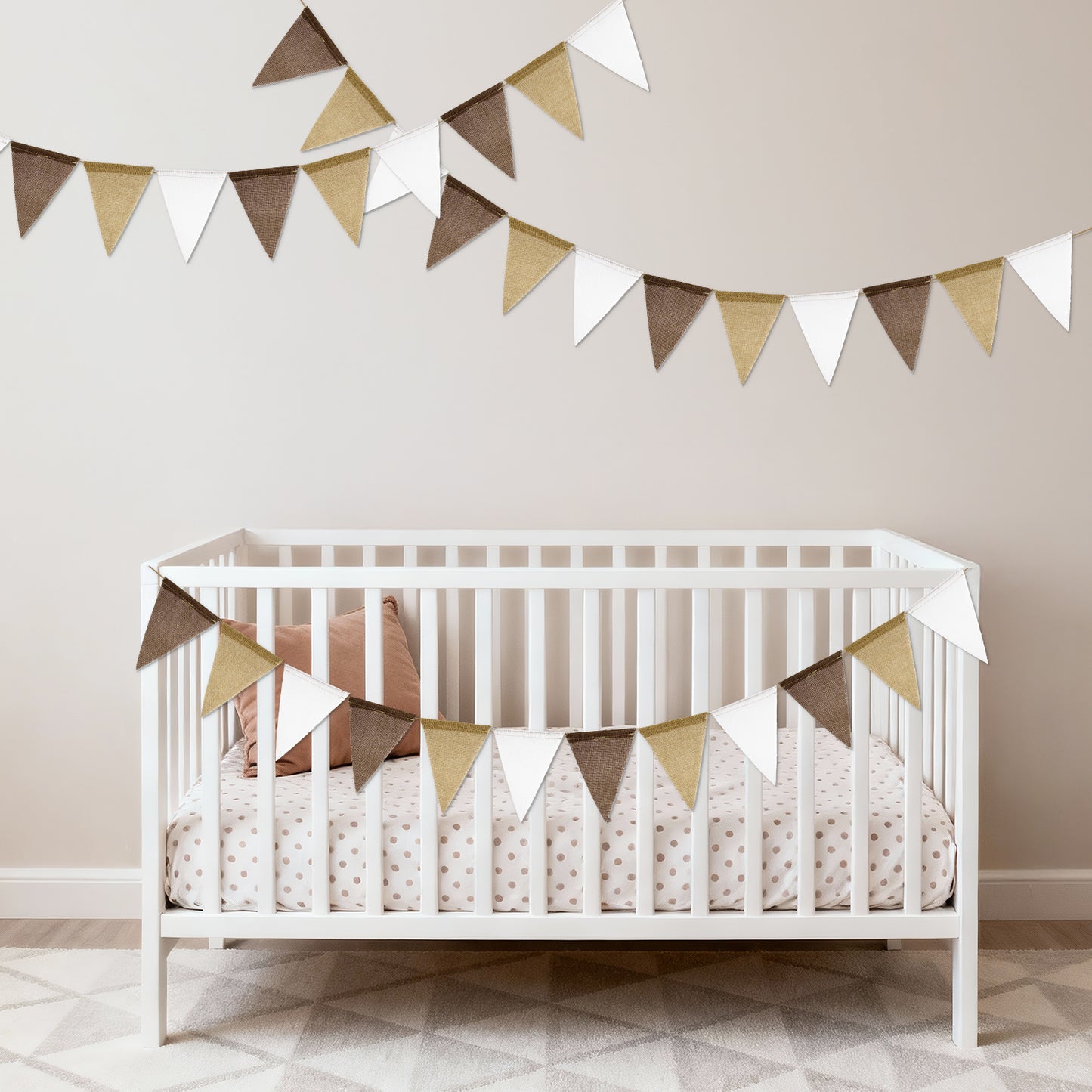 G2PLUS Pre-Strung Burlap Pennant Banners, 30Ft Gradient Brown Fabric Triangle Flag Bunting, 36Pcs Pennant Banner Flags Garland for Wedding, Birthday, Baby Shower, Rustic Farmhouse and Holiday