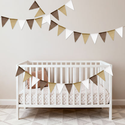 G2PLUS Pre-Strung Burlap Pennant Banners, 30Ft Gradient Brown Fabric Triangle Flag Bunting, 36Pcs Pennant Banner Flags Garland for Wedding, Birthday, Baby Shower, Rustic Farmhouse and Holiday