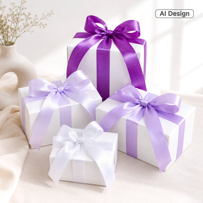 G2PLUS Purple Satin Ribbon for Gift Wrapping, 4 Rolls, 20mm x 22m 88m Total Gift Wrapping Ribbon, Ribbon for Weddings, Baby Showers, DIY Crafts ,Party Decor, Bows, Bouquet Wrapping