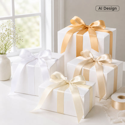 G2PLUS Cream Neutral Satin Ribbon for Gift Wrapping, 4 Rolls, 20mm x 22m 88m Total Gift Wrapping Ribbon, Ribbon for DIY Crafts, Wedding Decorations, Bows, Bouquet Wrapping