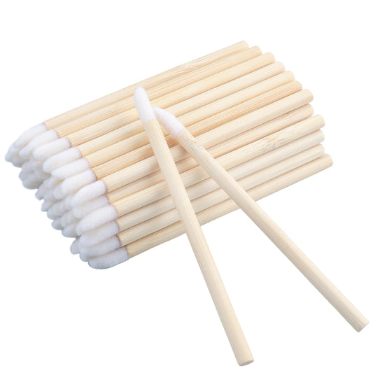 G2PLUS 50PCS Disposable Lip Brushes with Wooden Handle, Makeup Lipstick Applicators, Lip Gloss Wand Brushes for Lip Extension Application