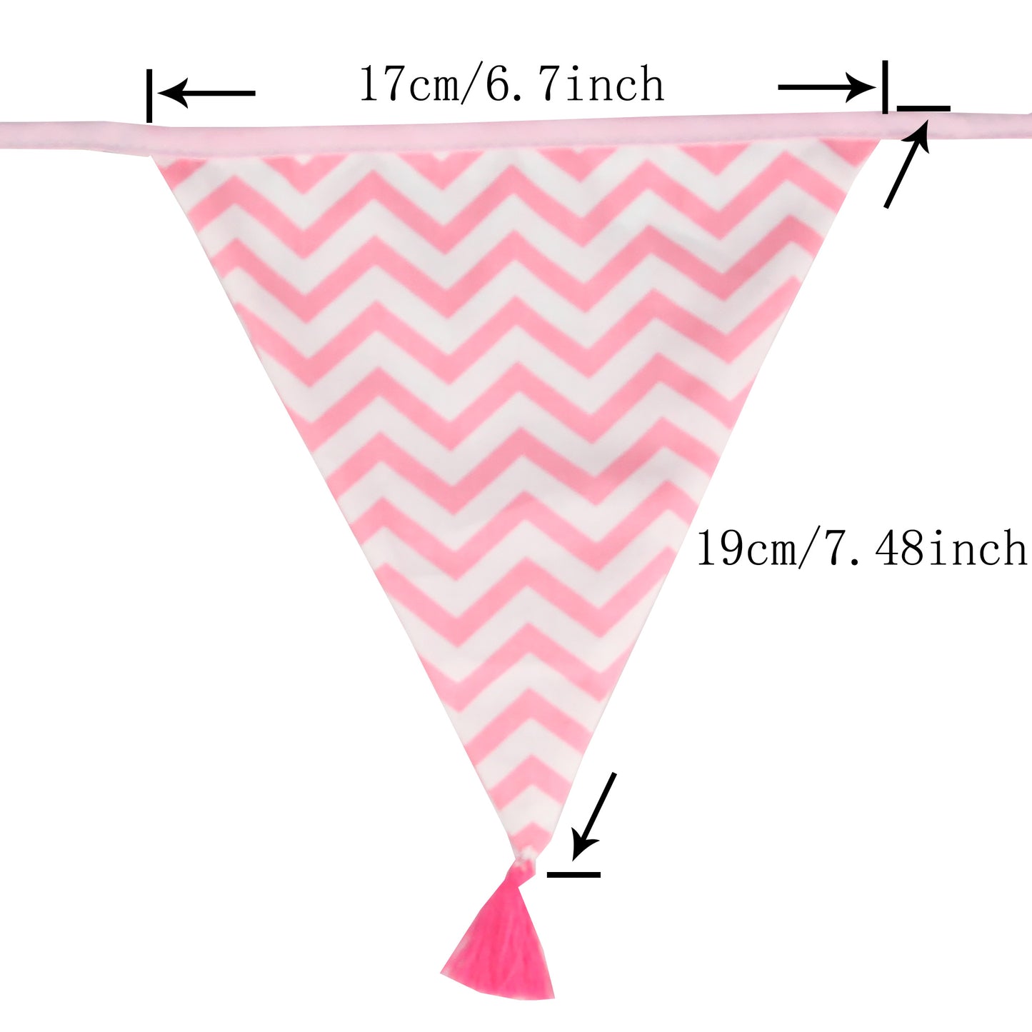 G2PLUS 10.8Ft Cotton Triangle Bunting Banner – 12pcs Pink Floral Fabric Pennant Flag with Tassels, Double Side Triangle Banner Garland for Weddings, Birthdays, Garden & Baby Showers