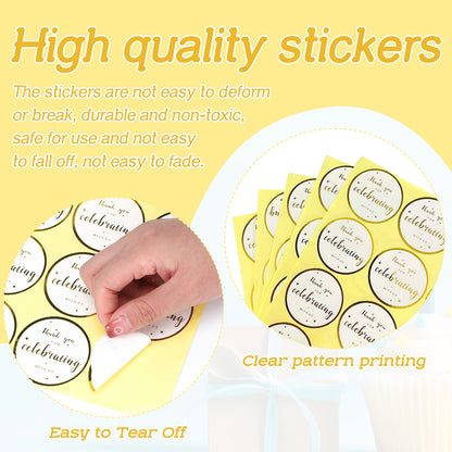 G2PLUS Thank You for Celebrating with us Stickers, 2 Inch Thank You Stickers Wedding, 60Pcs Round Self Adhesive Stickers, Gold Seal Labels, Celebrating Stickers for Gift Bags, Party Favors