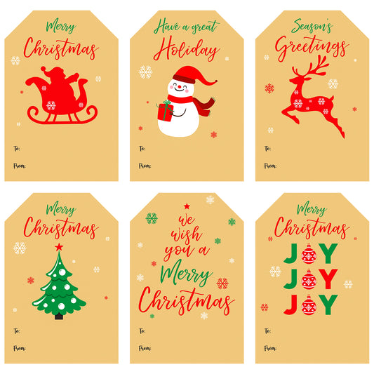 G2PLUS Christmas Labels Stickers, 120PCS Brown Sticky Name Labels, Christmas Stickers for Presents, Self Adhesive Christmas Sticky Labels for Xmas Gift, Present Tags for Christmas Decoration