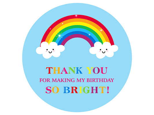 G2PLUS 5cm Thank You Stickers,60PCS Waterproof Thank You for Birthday Stickers,Rainbow Cloud Thank You Favors Stickers/Labels for Birthday Party Bags,Baby Shower Party Favors