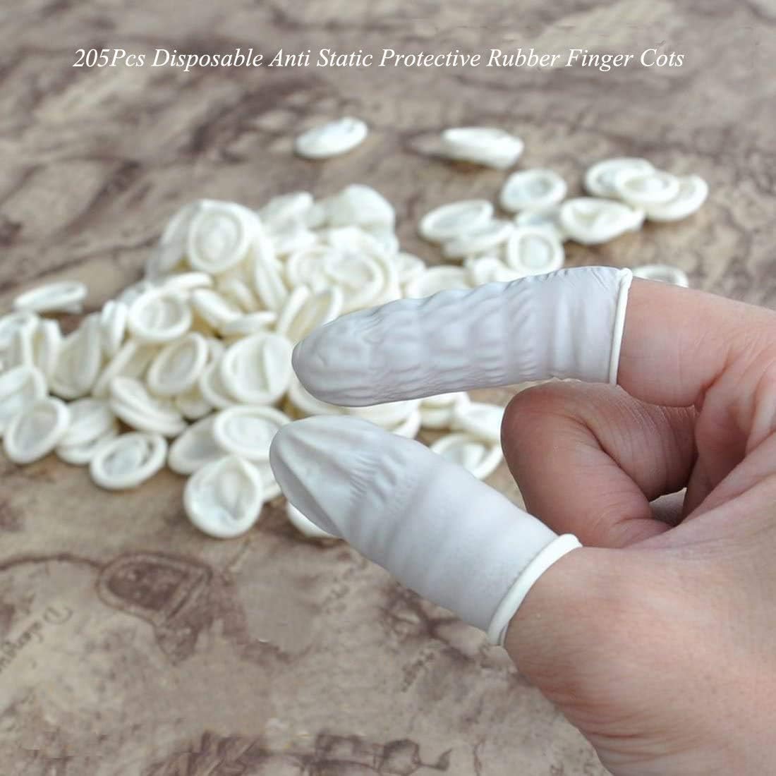 G2PLUS Disposable Finger Cots, 100pcs White Latex Rubber Finger Gloves, Rolled Edge Protective Covers for Nail Art, Tattoo, Lab Use, Crafting