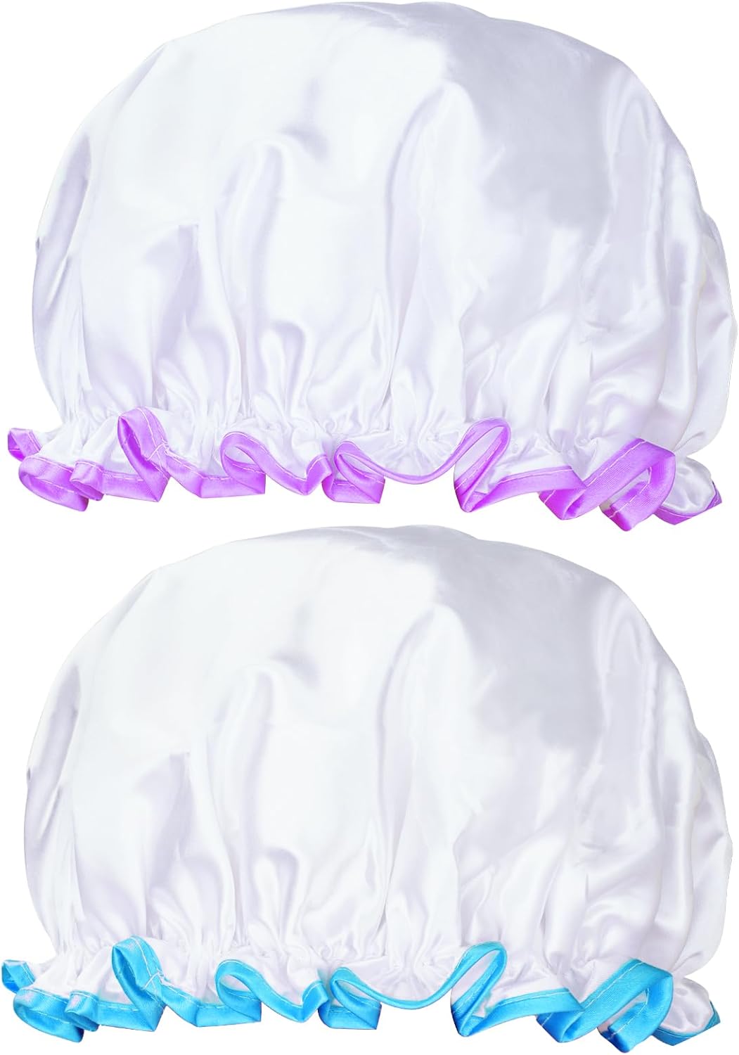 G2PLUS 2PCS Large Shower Cap for Long Hair, 32CM Clear Hair Caps for Girls and Women, Reusable Elastic Bath Caps for Girls Spa Home Use