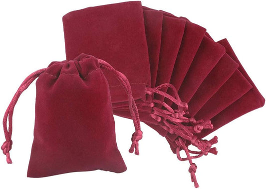 G2PLUS Wine Red Velvet Jewellery Pouches, 7x9CM Velvet Drawstring Bags for Jewellery, 20PCS Small Soft Gift Bags with Drawstrings for Wedding, Party, Valentine's Day, Anniversary