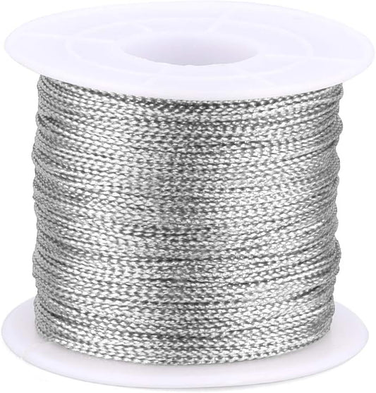 G2PLUS 100M Silver String Twine - 1mm Tinsel Thread Cord - Non-elastic Metallic String for Crafts & Hanging Christmas Ornaments & Cards