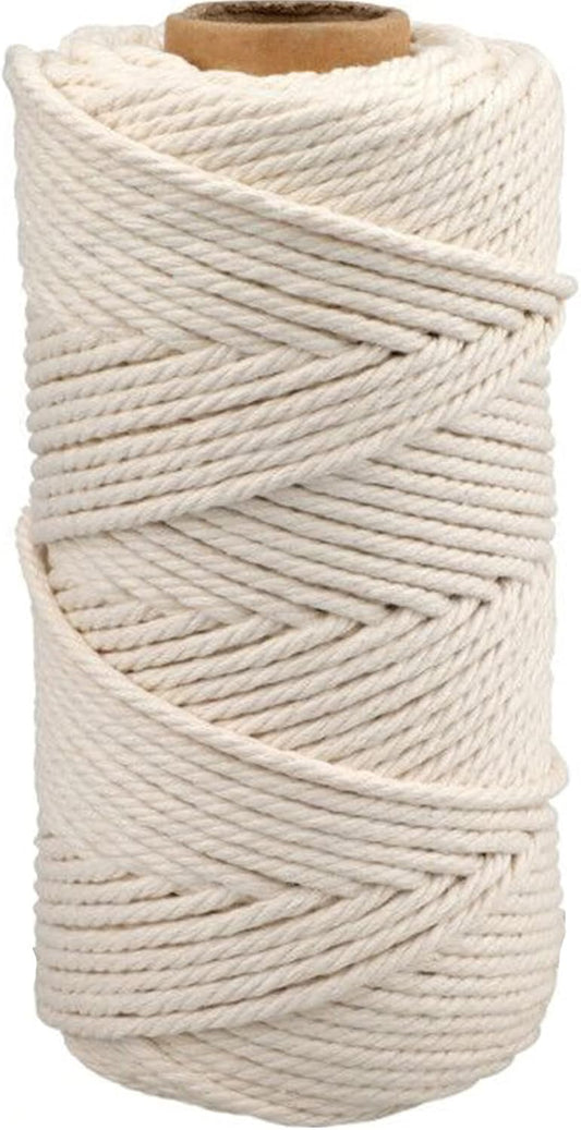 G2PLUS White Macrame Cotton Rope Cord 4MM Craft Cotton Twine String, 100M Durable Bakers Twine for for Wall Hanging DIY Crafts and Handmade Arts