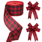 G2PLUS 63mm Red and Black Gingham Ribbon, Christmas Wired Ribbon, 10M Wired Edge Hessian Ribbon, Christmas Ribbon for Gift Wrapping, Plaid Ribbon for Bows and Christmas Wreaths Project