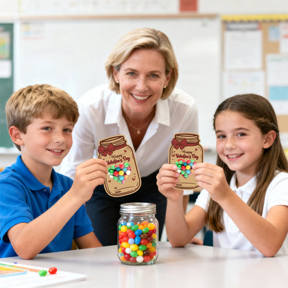 G2PLUS Valentines Day Cards, 50Pack Happy Valentine’s Day Mason Jar Cards with Treat Bags, Heart Cutout Blank Card for Classroom Valentines, Kids Exchange Cards & Valentine Party Favors