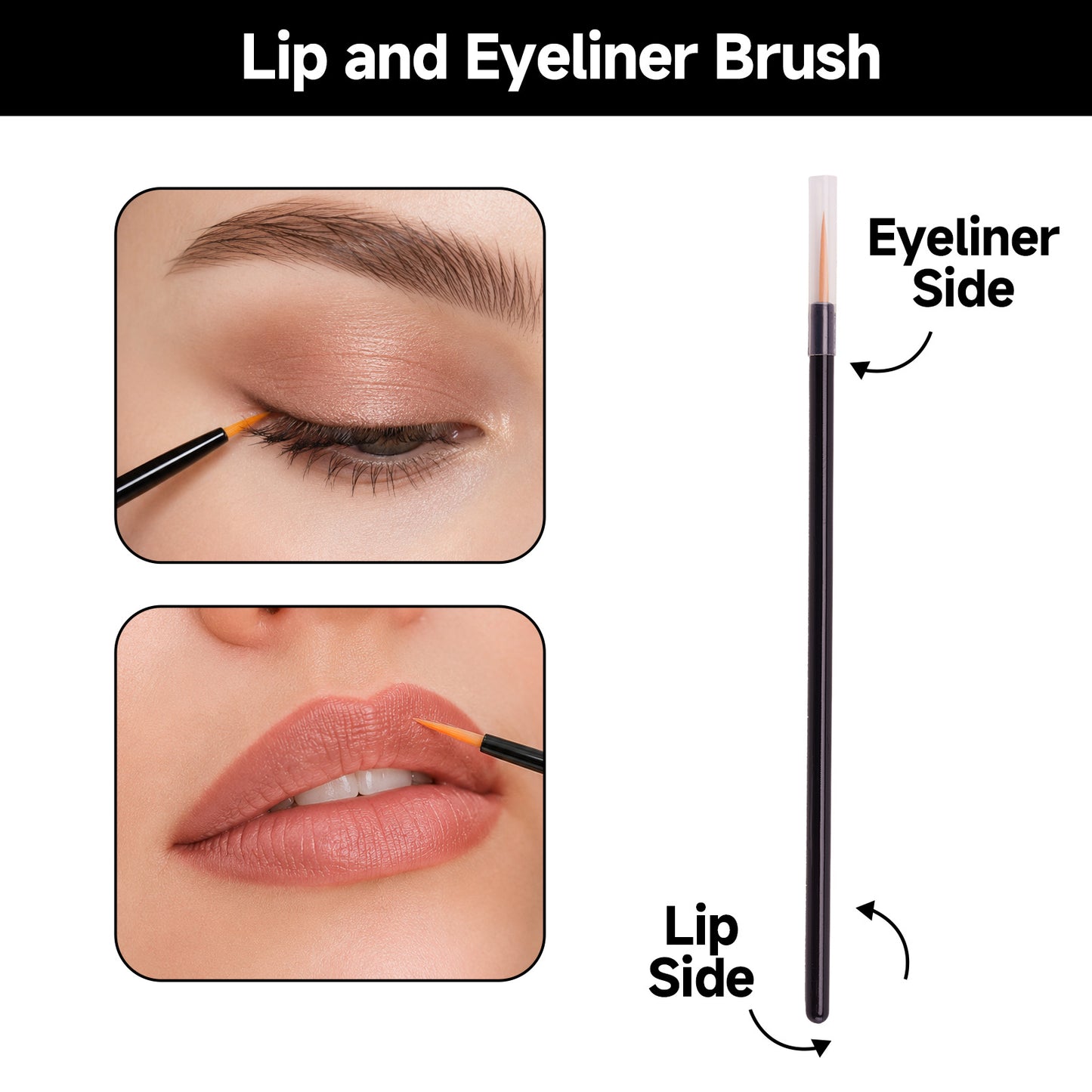 G2PLUS 100Pcs Disposable Eyeliner Brushes, Pointed Makeup Applicators with Brown Tips, Eyelash Serum Wands & Eyeshadow Applicators for Precision Eye Makeup, Beauty Salon Tools