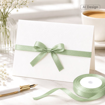 G2PLUS Sage Green Satin Ribbons 10mm: 44 Gift Wrap Ribbon for Crafting, Christmas, Wedding Party Decoration