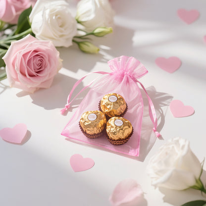 G2PLUS Rosa Organzasäckchen 10x15cm Geschenk Organzabeutel, 50 Stück Organza-Beutelchen mit Kordelzug Sie als Hochzeit Bonbonsbeutel, Schmuckbeutel, Geschenkbeutel