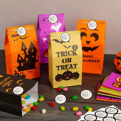 G2PLUS Halloween Stickers, 60PCS Halloween Thank You Stickers, 2'' Round Happy Halloween Stickers, Halloween Thank You for All You Stickers, Boo Gift Stickers for Candy Bags, Halloween Party Favors